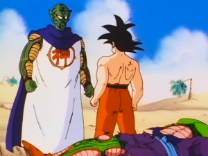 Goku defende Piccolo, querendo ter um eterno inimigo para lutar constantemente, e garantindo que jamais perderá para ele.