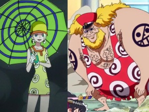 Miss Valentine e Machvise, dois personagens em One Piece com poderes tão parecidos que são praticamente iguais.